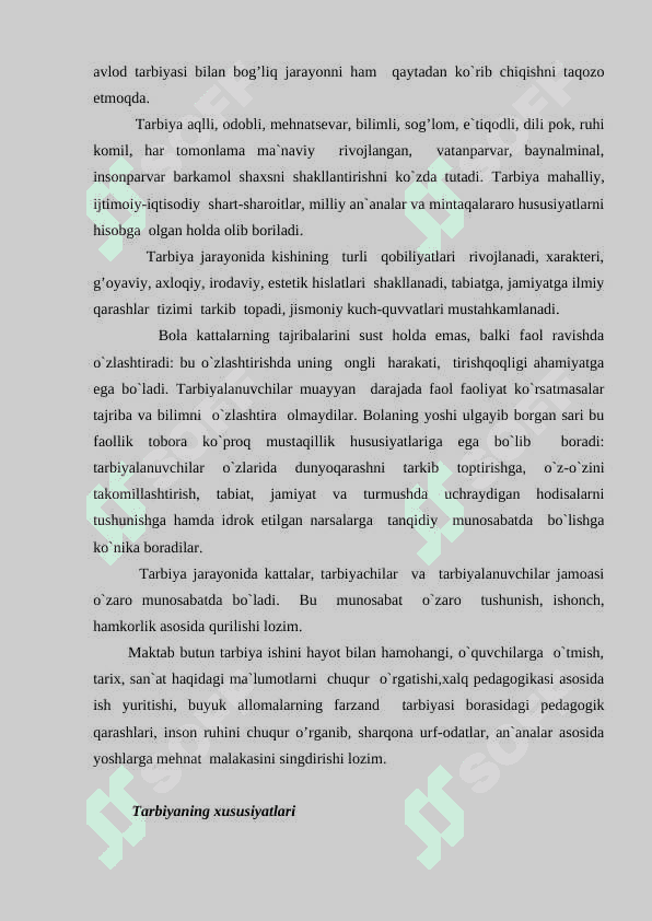 Tarbiya jarayonining mohiyati va mazmuni. Tarbiya qonuniyatlari va tamoyillari.  Tarbiya metodlari va tarbiya turlari 7