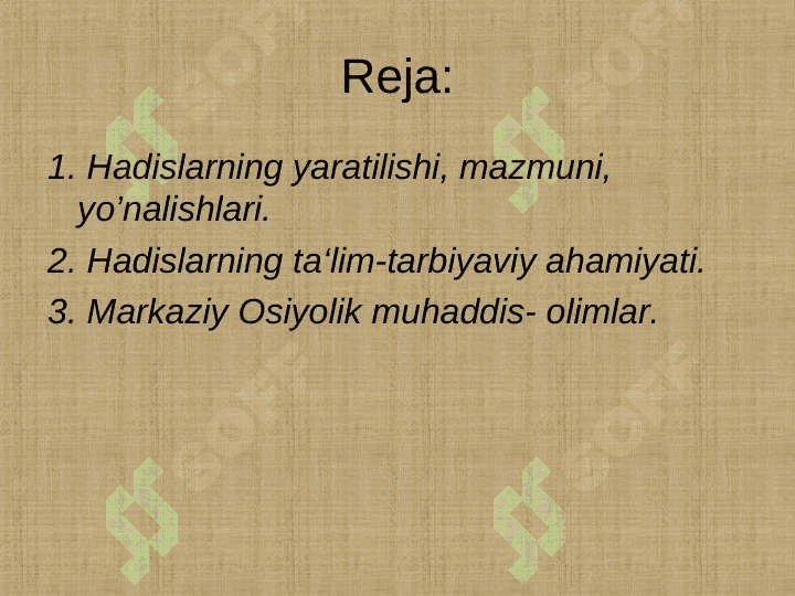 O‘RTA ASIRLAR MARKAZIY OSIYODA HADIS ILMINING TARAQQIYOTI 2