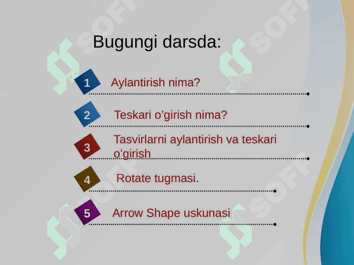 Tasvirlarni aylantirish, teskari o‘girish. Tasvirni o‘lchamlarini o‘zgartish 2