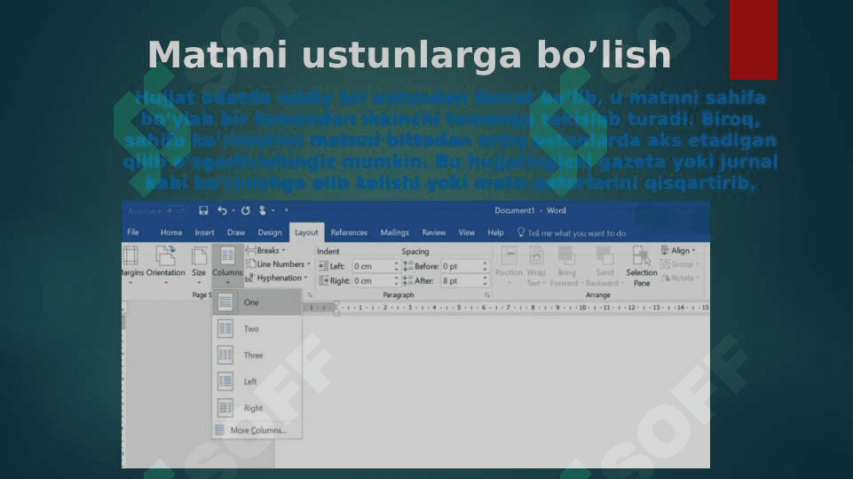 Matnni ustunlarga bo’lish 4