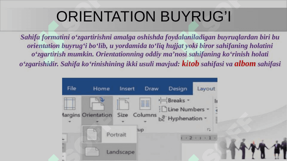 Sahifani formatlash buyruqlaridan foydalanish. Print preview buyrug‘idan foydalanish 4