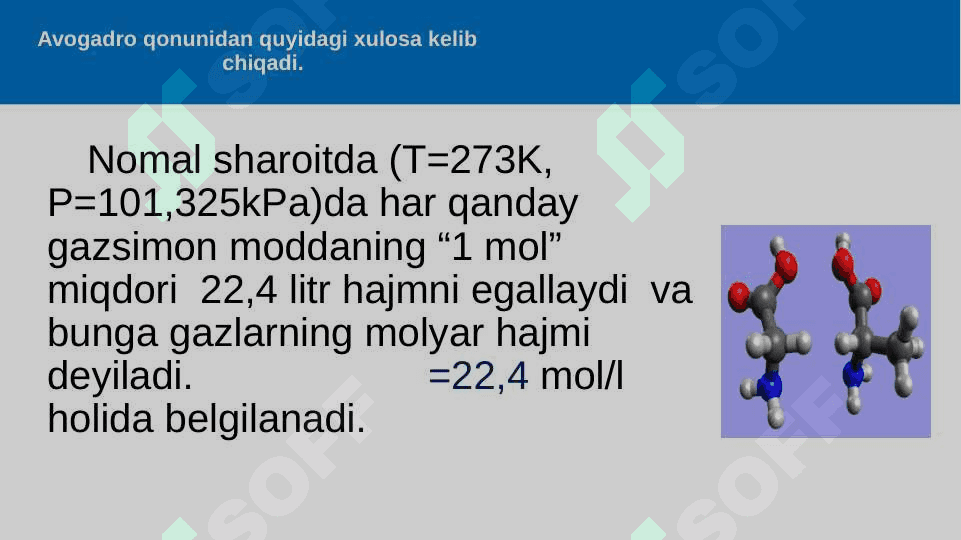 Avogadro qonuni va undan kelib  chiqadigan xulosalar 3