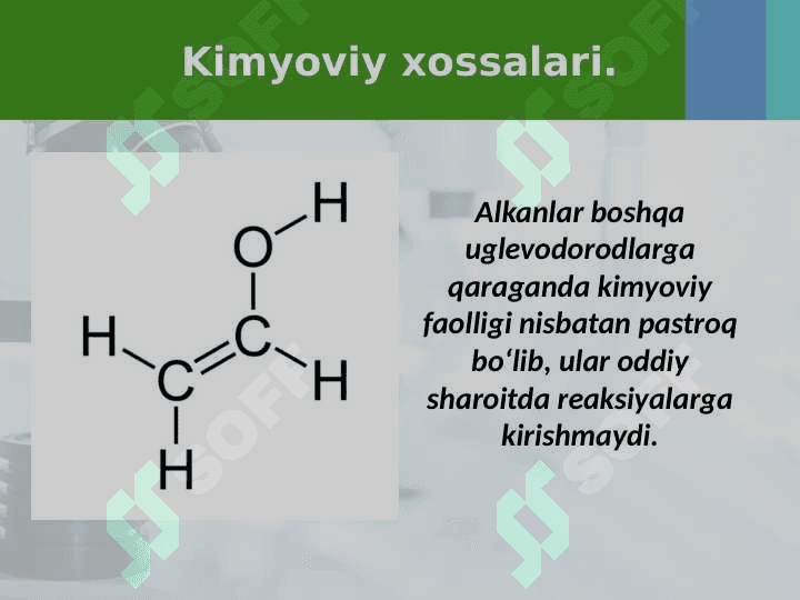 Alkanlarning kimyoviy xossasi. Ishlatilishi 3