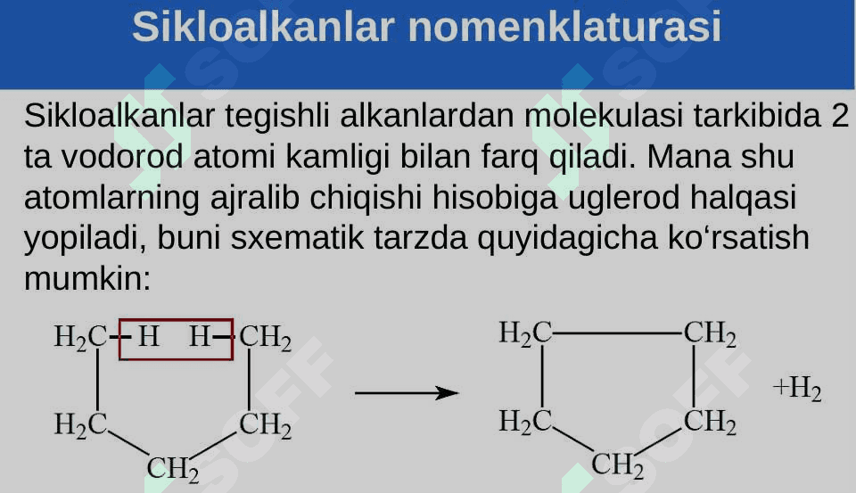 Sikloalkanlar. Nomenklaturasi. Izomeriyasi. Olinishi 8