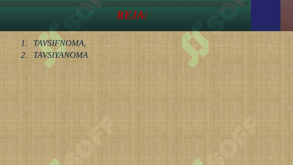 Tavsifnoma, Tavsiyanoma 2