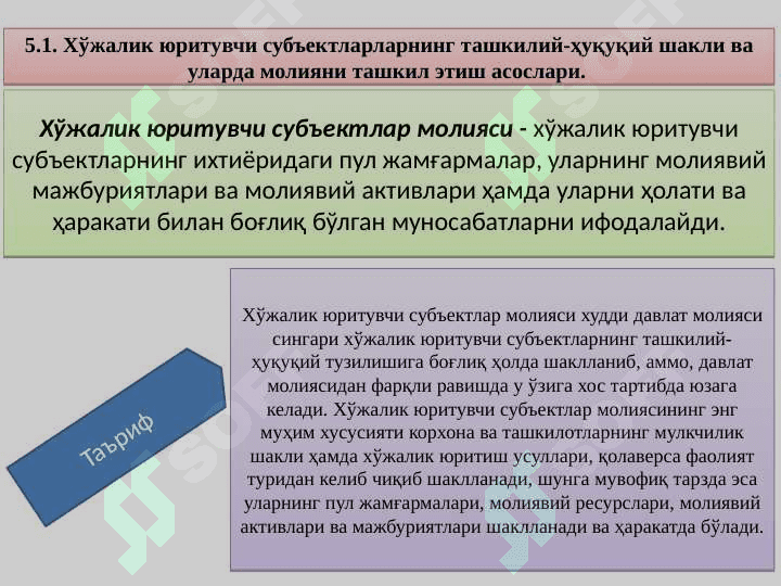 МУЛКЧИЛИКНИНГ ТУРЛИ ШАКЛЛАРИДАГИ ХЎЖАЛИК ЮРИТУВЧИ СУБЪЕКТЛАР МОЛИЯСИ 3