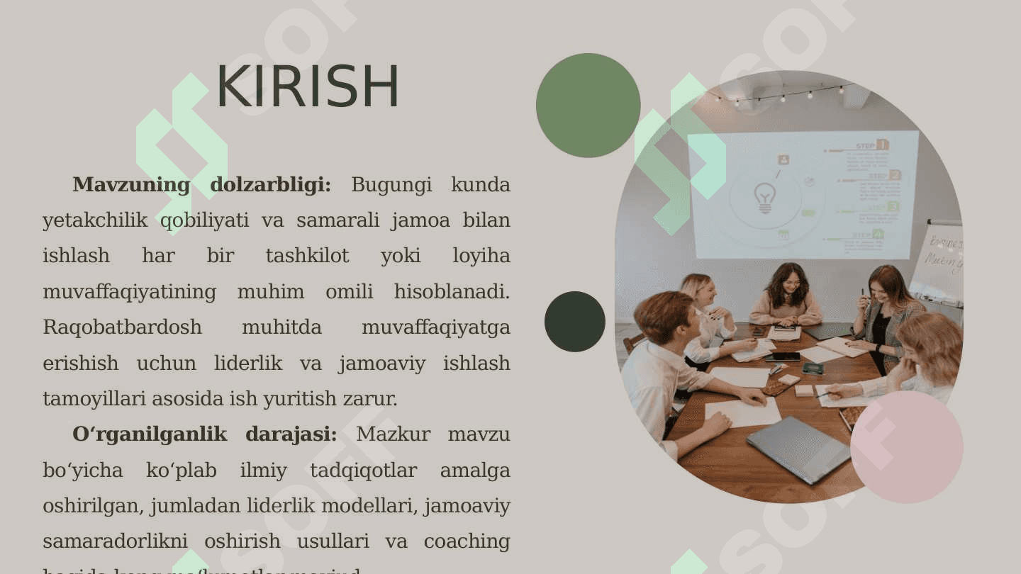 Yetakchilik va jamoa bilan ishlash 2