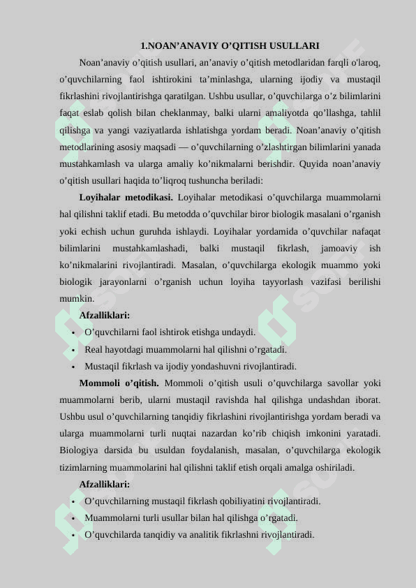 BIOLOGIYA DARSLARIDA NO'ANANAVIY USULLARNI QO'LLASH METODOLOGIYASI. 4