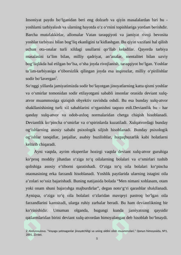 Yoshlar oʻrtasidagi deviant xulq-atvor profilaktikasi 5