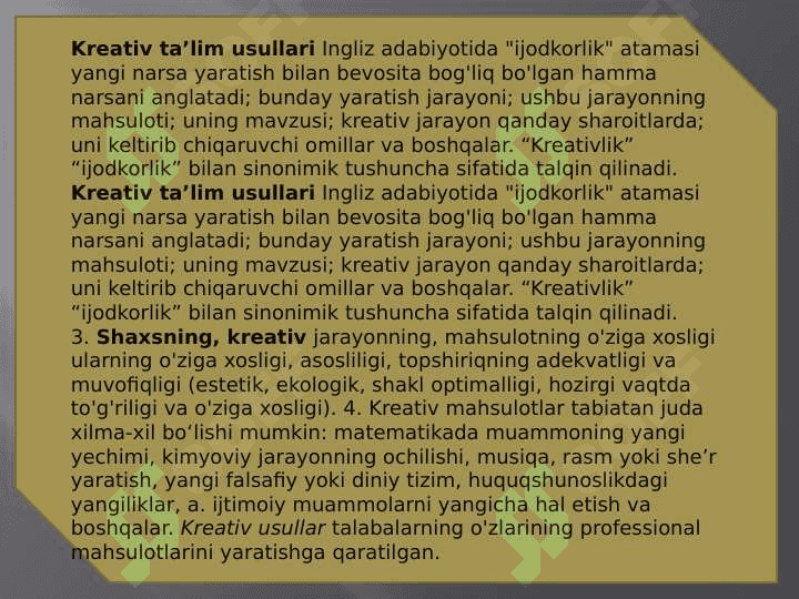 Kreativ pedagogika fanini 3
