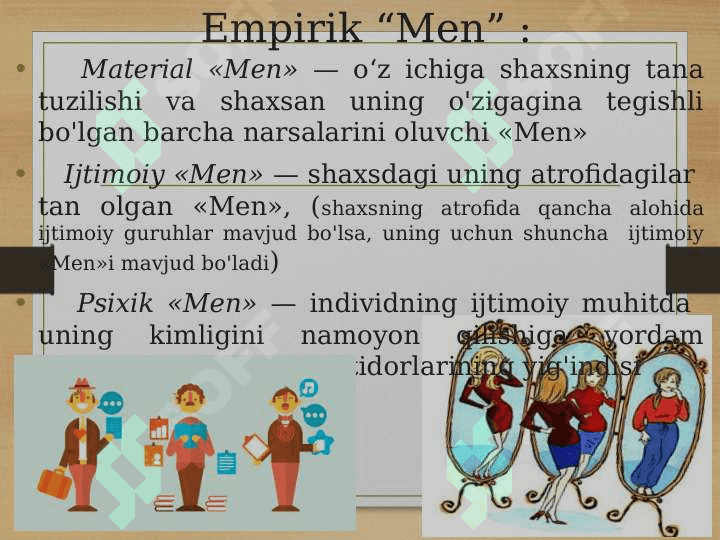 “Men” konsepsiyasi  va uning shakllanishi mavzusidagi 2