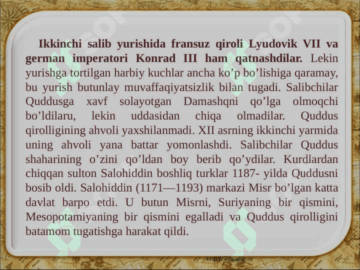IX-XV asrlarda G'arbiy Yevropa. Salib yurishlari davri 8
