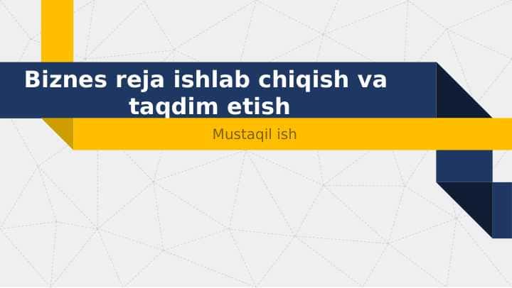 Biznes reja ishlab chiqish va taqdim etish