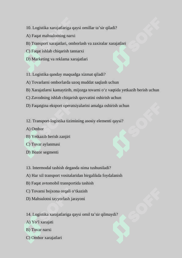 Logistikaga oid testlar 3