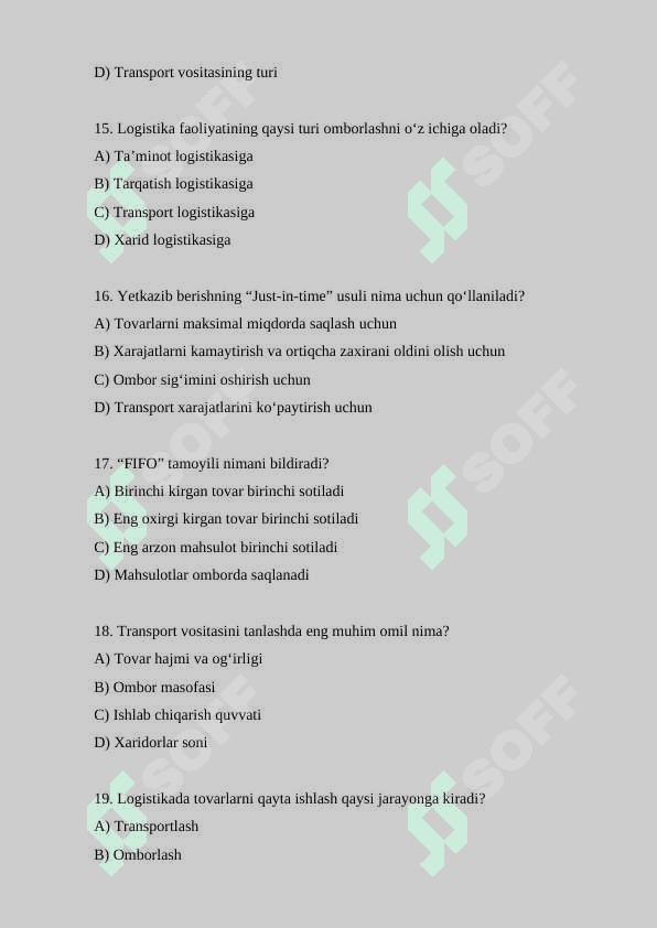 Logistikaga oid testlar 4