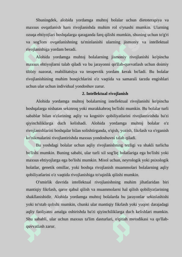 O'spirinlik va o'smirlik yoshidagi alohida yordamga muhtoj bolalarni rivojlanishini o'ziga xosligi 4