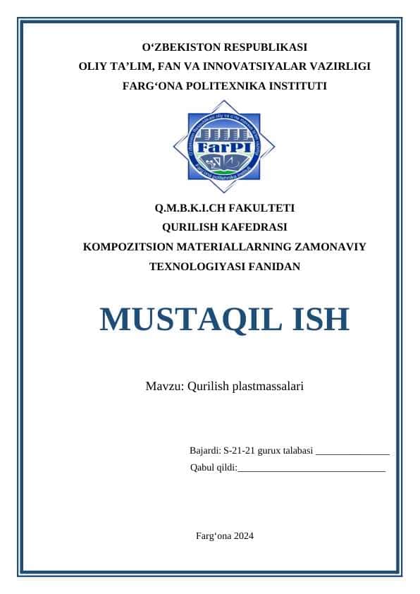 qurilish plastmassalari
