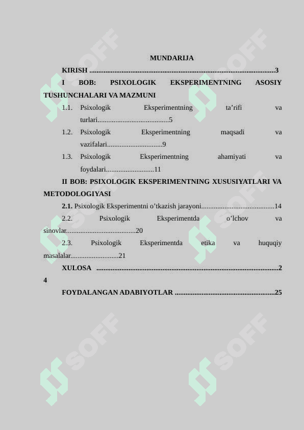 Psixologik eksperimentning mazmuni va xususiyatlari 2