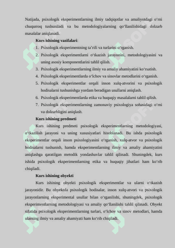 Psixologik eksperimentning mazmuni va xususiyatlari 4