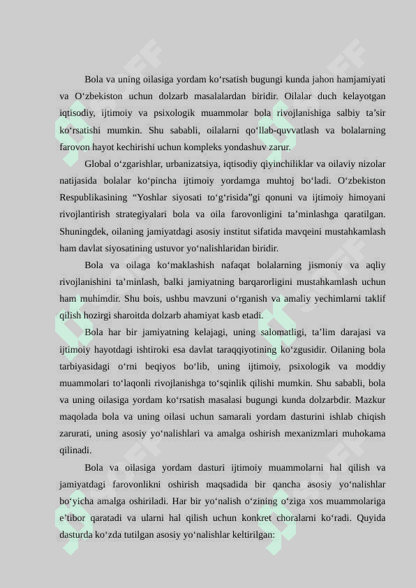 Bola va uning oilasiga  yordam dasturini tuzishda – komandali yondashish6 3