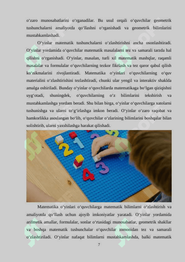 Matematika o'yin ta'lim metodi sifatida 7