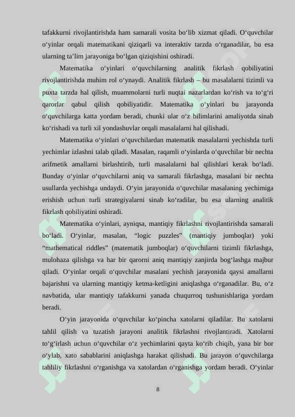 Matematika o'yin ta'lim metodi sifatida 8
