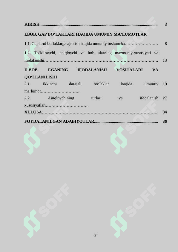 Gapning ikkinchi darajali bo‘laklari 2