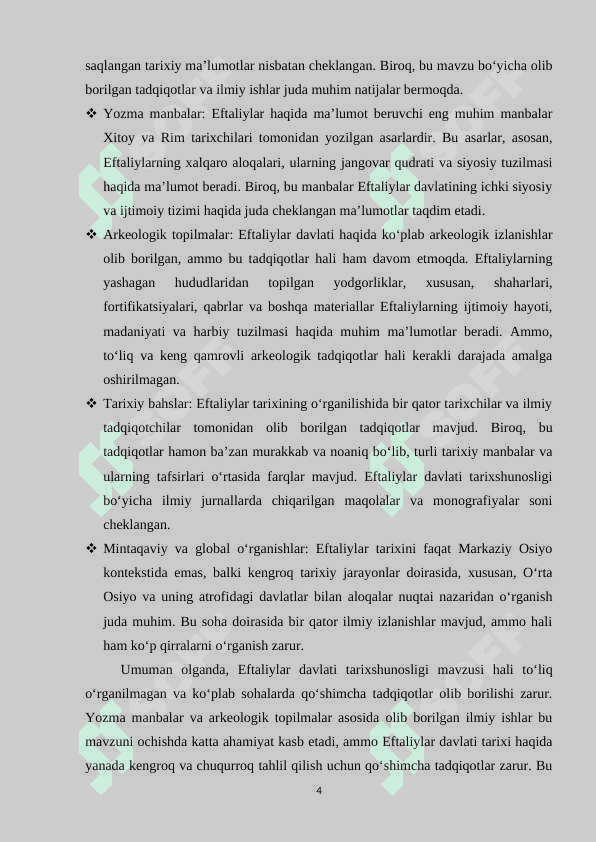 INGLIZ TILLI TADQIQOTLARDA EFTALIYLAR DAVLATI TARIXSHUNOSLIGI 4