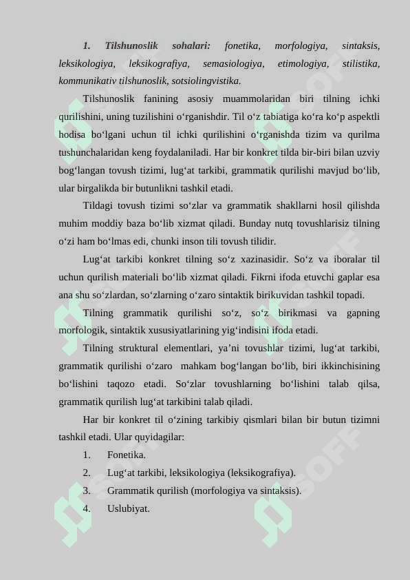 TILSHUNOSLIK FANINING BO‘LIMLARI 2