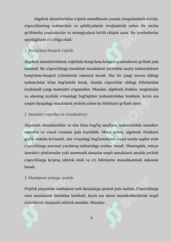 KURS ISHI MATEMARIKA-  ALGEBRIK ALMASHTIRISHLAR 6