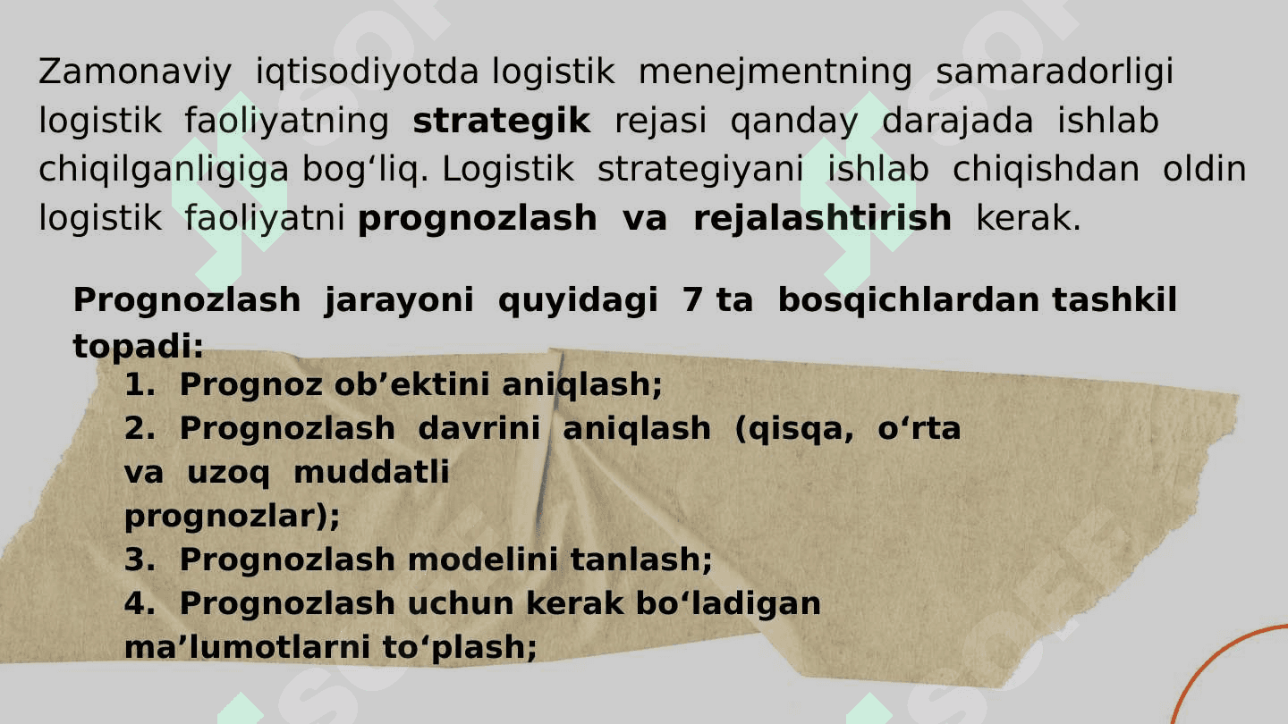 Slayd mavzusi: Logistikada boshqaruvni tashkil etish 8