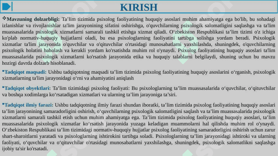 Ta’lim tizimida psixolog faoliyatning huquqiy asoslari 3