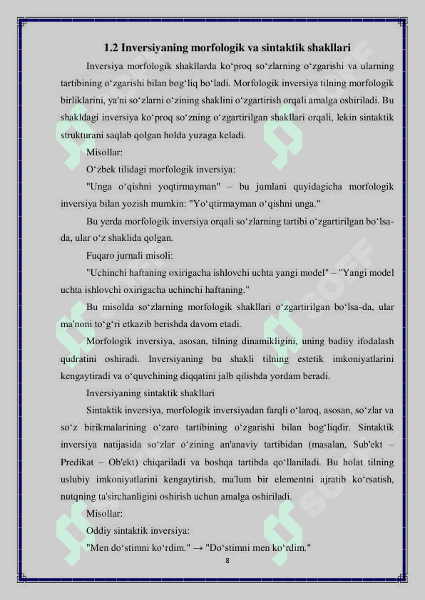 Grammatik inversiya va uning uslubiy xususiyatlari 8