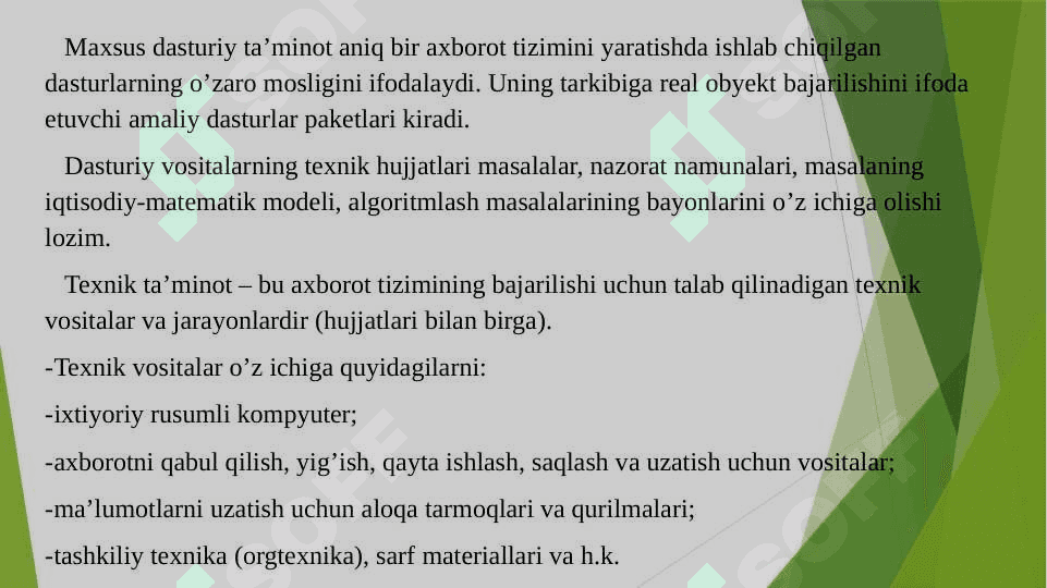Axborot texnologiyalar ta’minoti. Texnik ta’minot, dasturiy ta’minot 4
