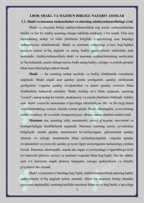 O'tgan kunlar romanida shakl va mazmun birligi 5