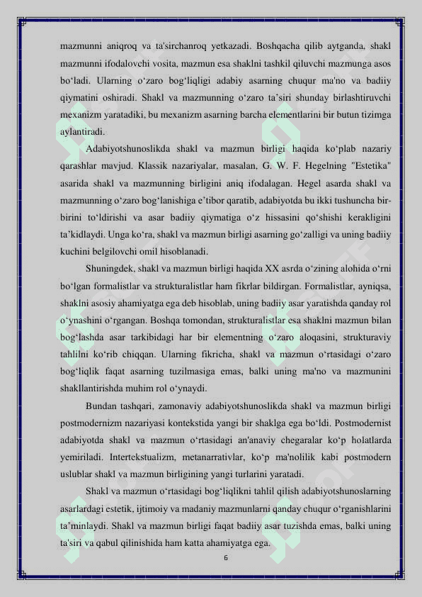 O'tgan kunlar romanida shakl va mazmun birligi 6