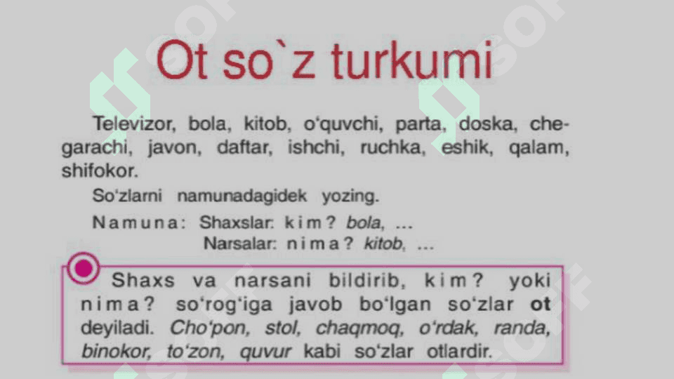 Otlarda son, egalik va kelishik shakllari 5