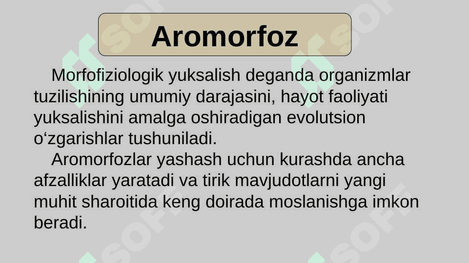 Organik olam evolutsiyasinig asosiy yo‘nalishlari 7