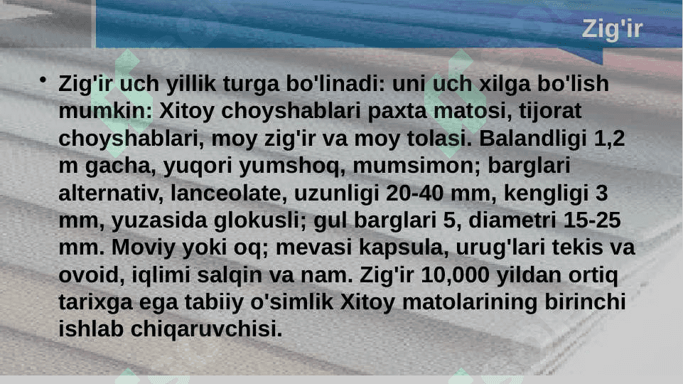 Zig’ir matolarining zamonaviy assortimenti 2