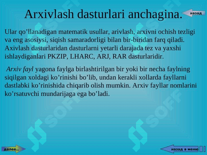 Arxivlash va arxivlash dasturi 3