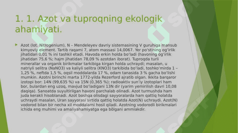 Tuproqdagi azotning ekologik ahamiyati 3