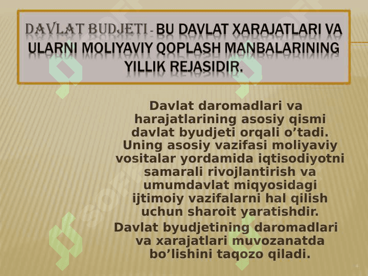 DAVLAT BUDJETI DAROMADLARIDA  BILVOSITA  SOLIQLARNING O'RNI 4