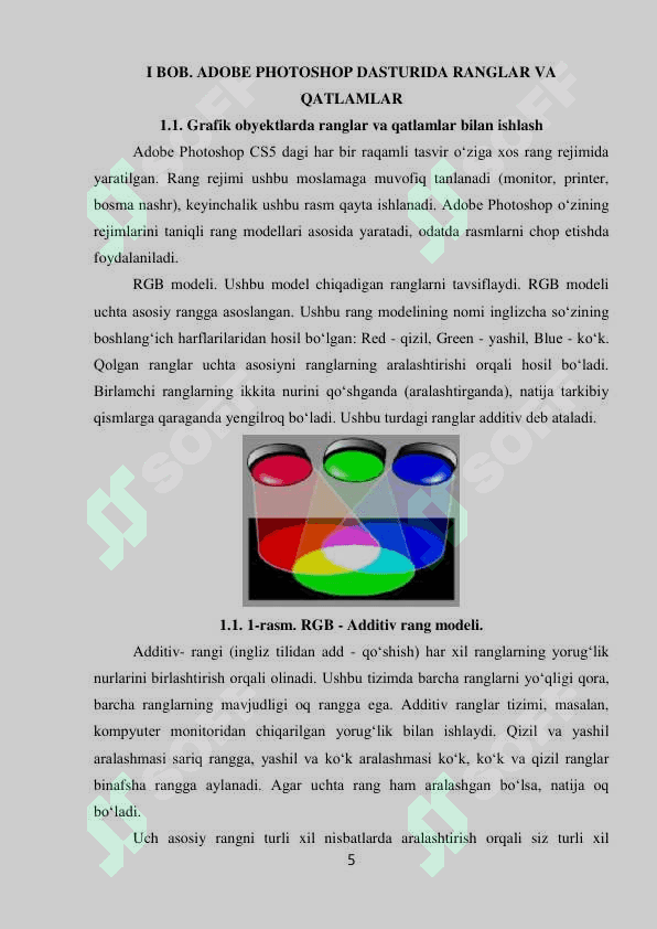 ADOBE PHOTOSHOP DASTURINING GRAFIK OBYEKTLARDA RANGLAR BILAN ISHLASH 4
