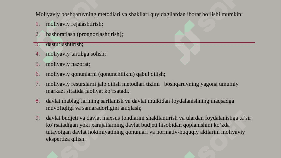 Moliyaviy boshqaruv organlari va ularning vazifalari 6