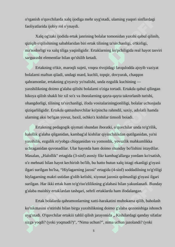 Ona tili oʻqish savodxonligi darslarida ertakni oʻrgatish metodikasi 5