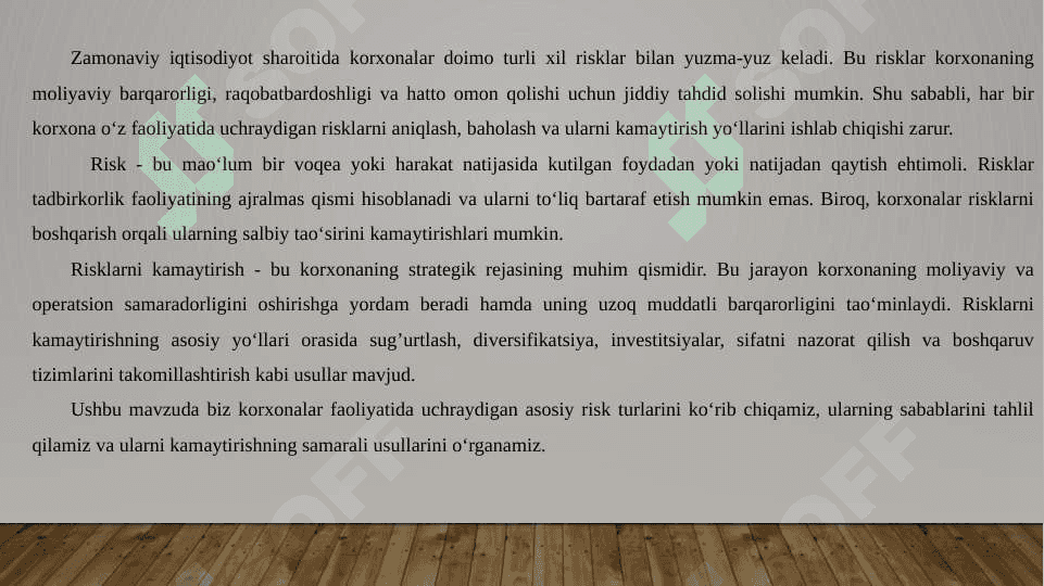 Korxonalar faoliyatida risk va uni kamaytirish yo‘llari 3