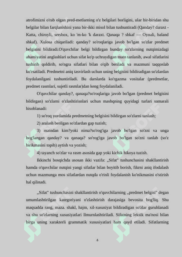 Boshlangʻich sinflarda sifatni oʻrgatish metodikasi 5