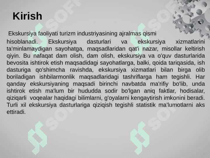 Mavzu:Ekskursiya turlari va ularni tashkil etish metodikasi 3