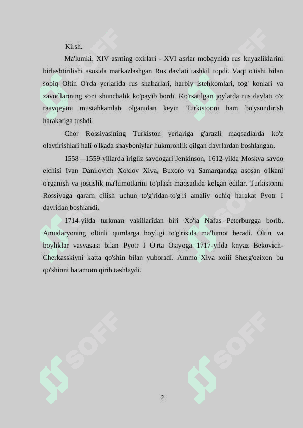 Chor Rossiyasining o’zbek xonliklari bilan o’zaro munosabatlari 2