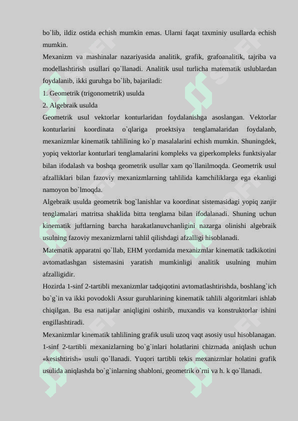 Tekis mehanizmlarni kinematik loyihalash. 4